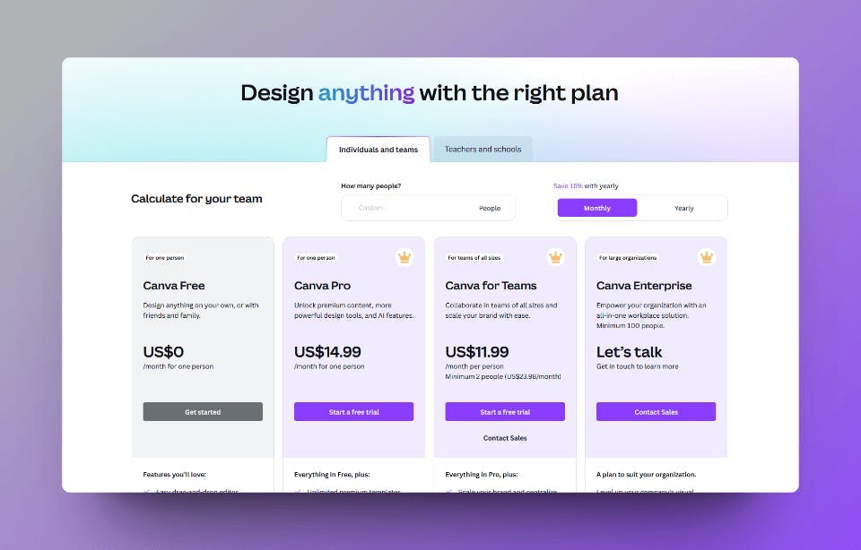 Canva-Pricing-Page
