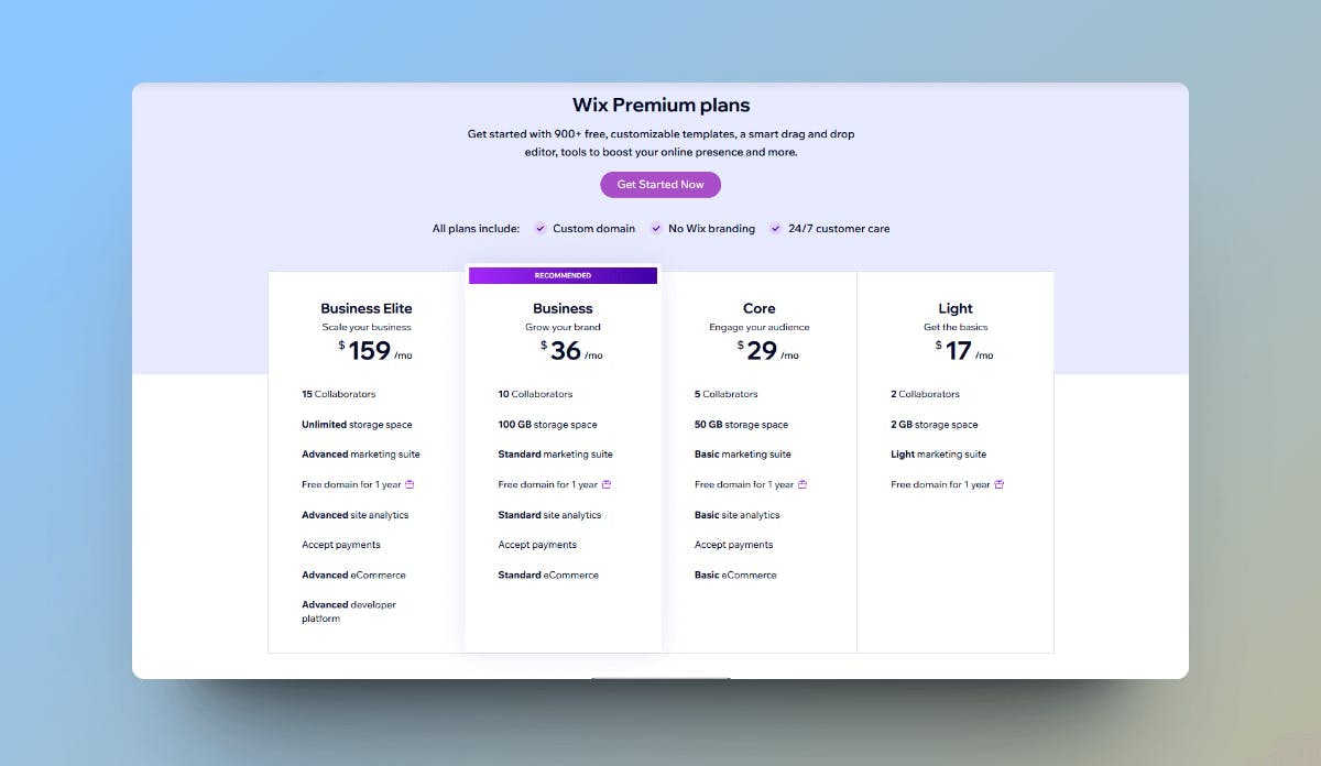 Wix-Pricing-Plans