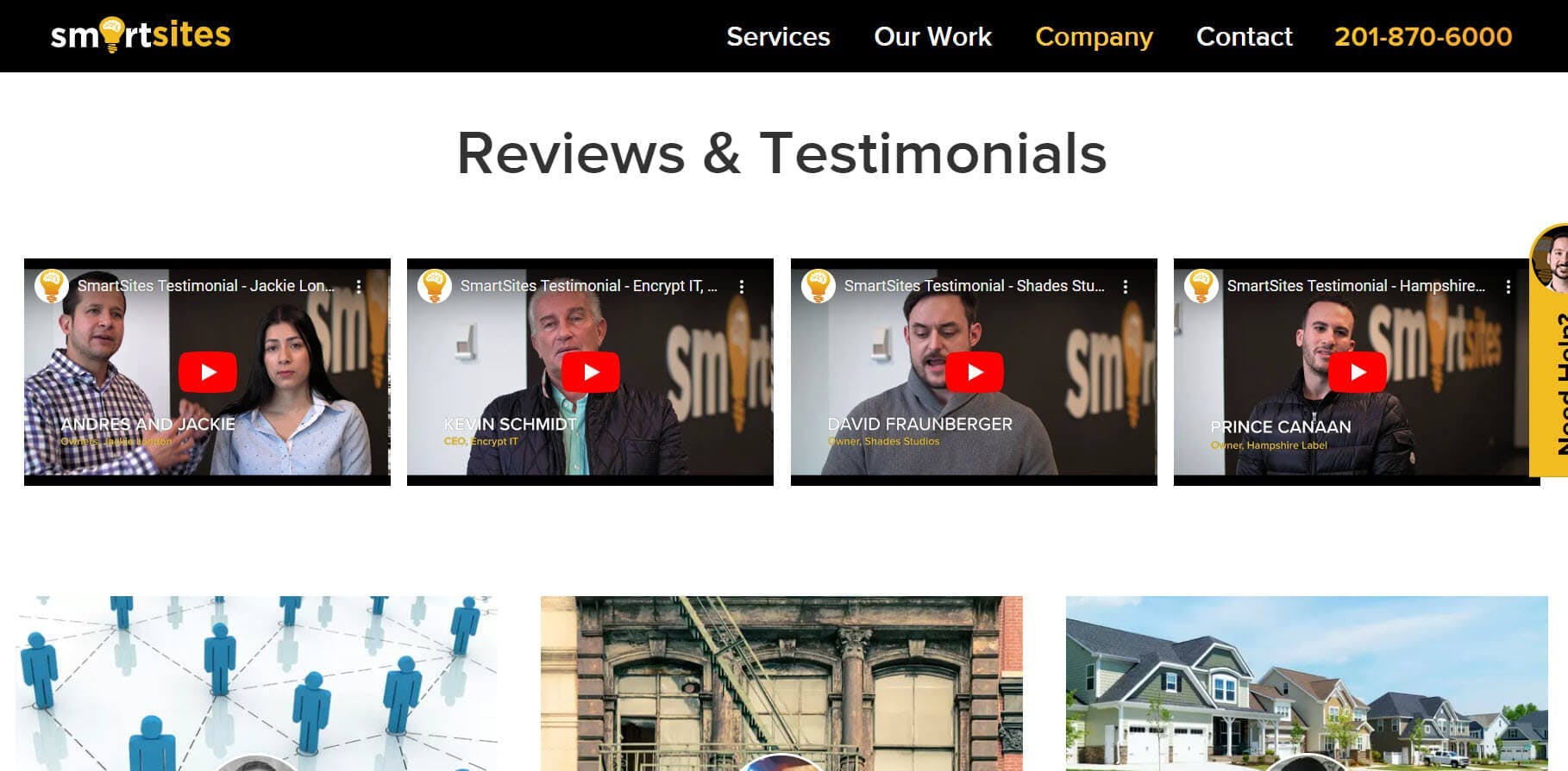 Example of a testimonial page - Smartsites