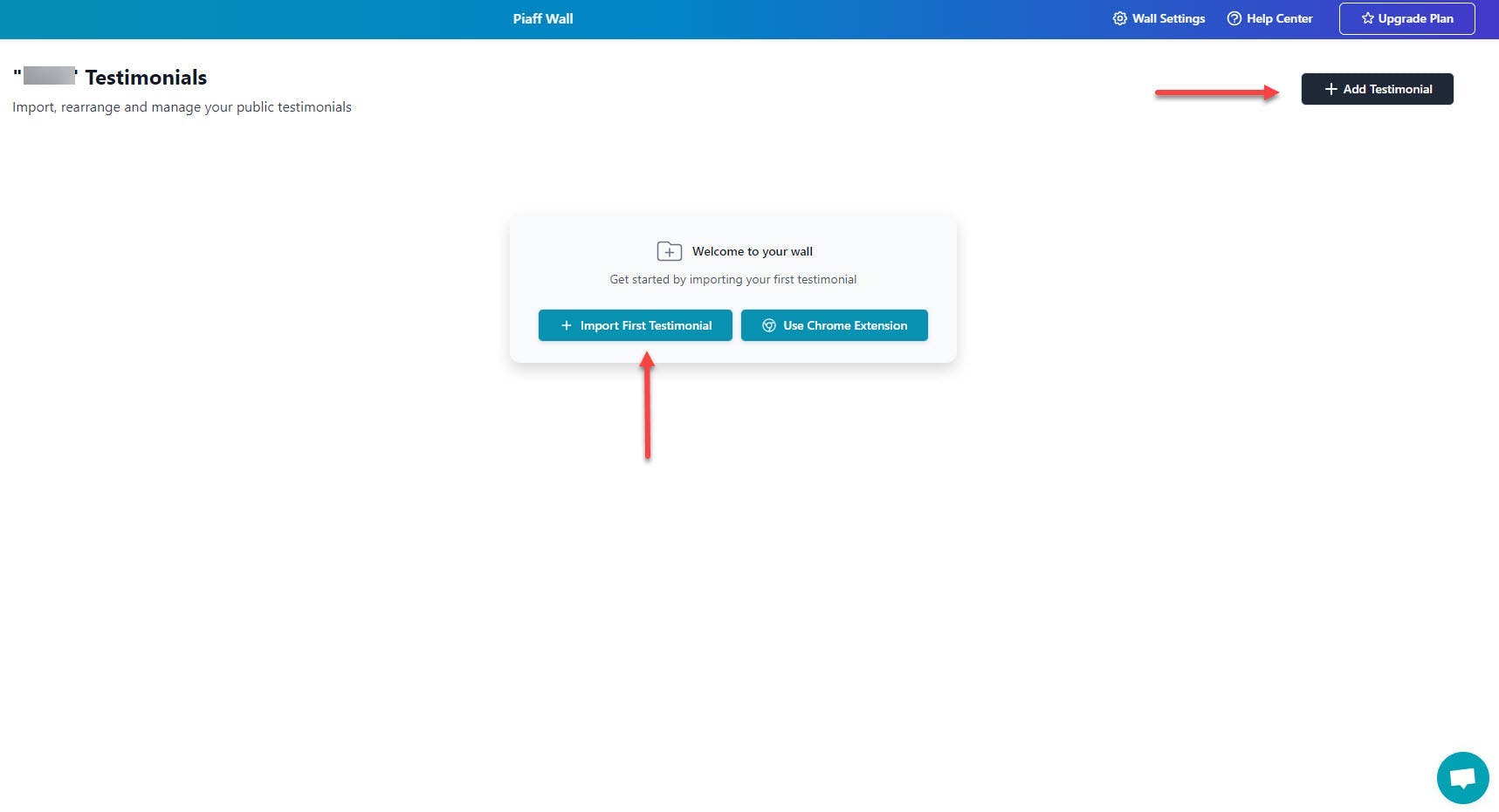 Click Import First Testimonial or Add Testimonial.