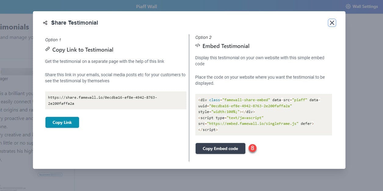 Click Copy Embed Code to embed the recommendation on your site