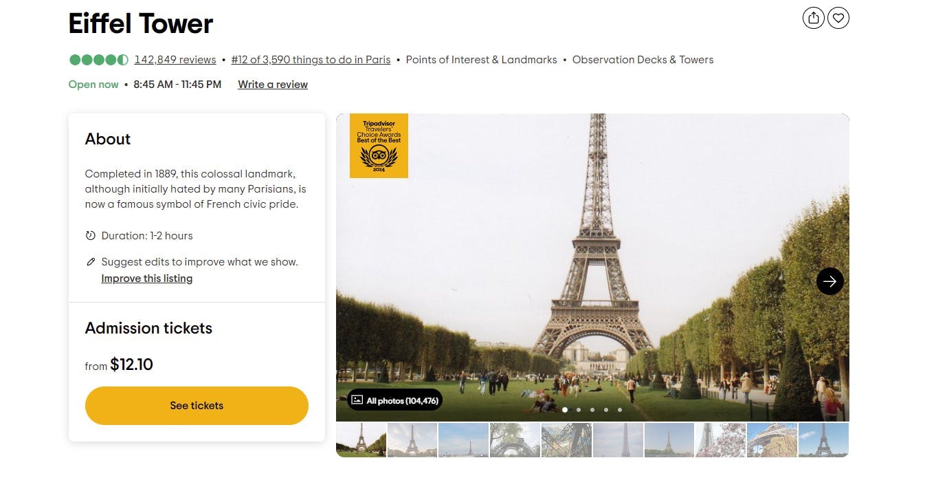 Eiffel Tower Reviews on TripAdvisor