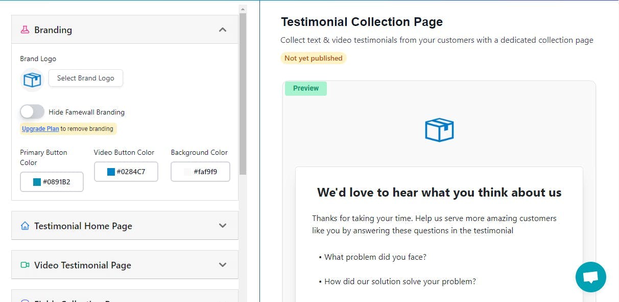 Use Video Testimonial Script Examples in Collection Page in Famewall