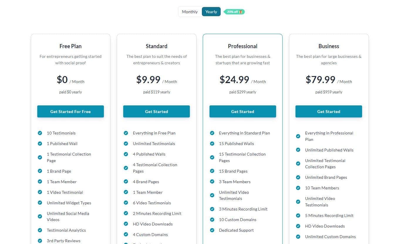 Famewall Pricing Plans