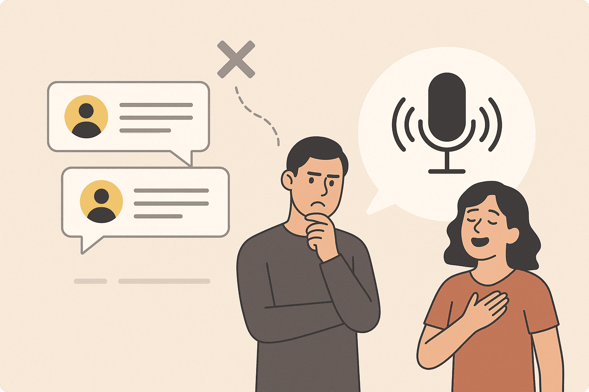 Text testimonials lack emotion unlike audio testimonials