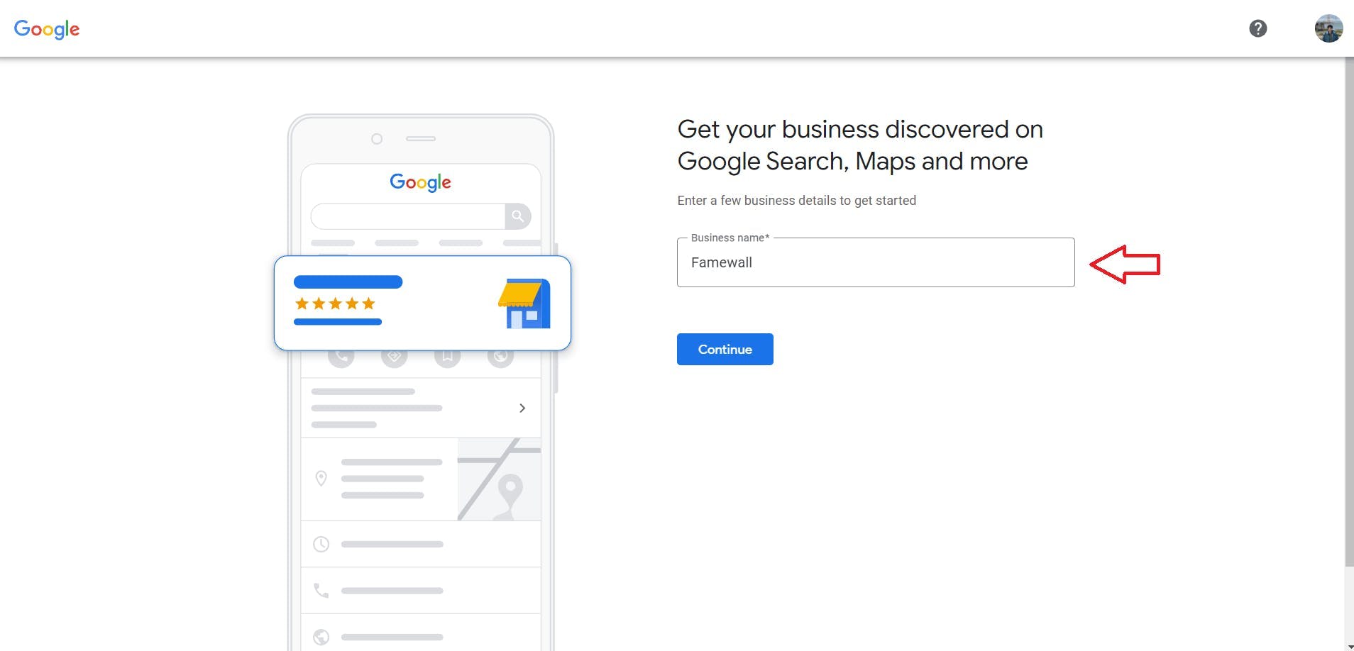Google Business Name Field