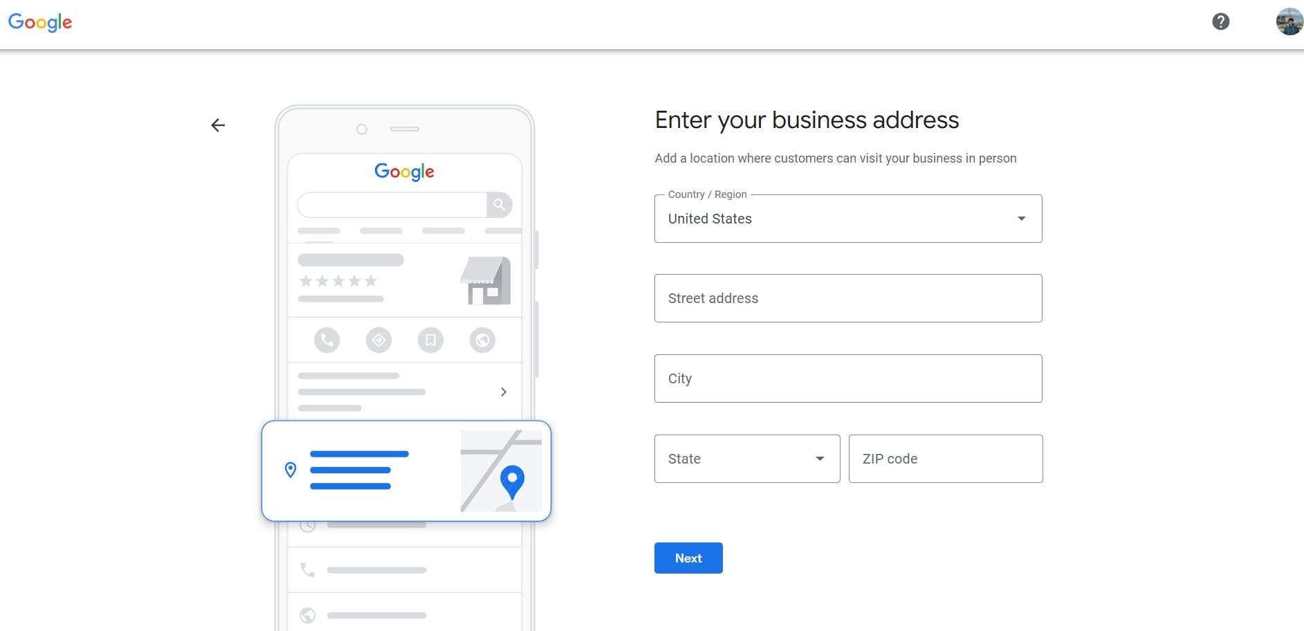 Enter your business address
