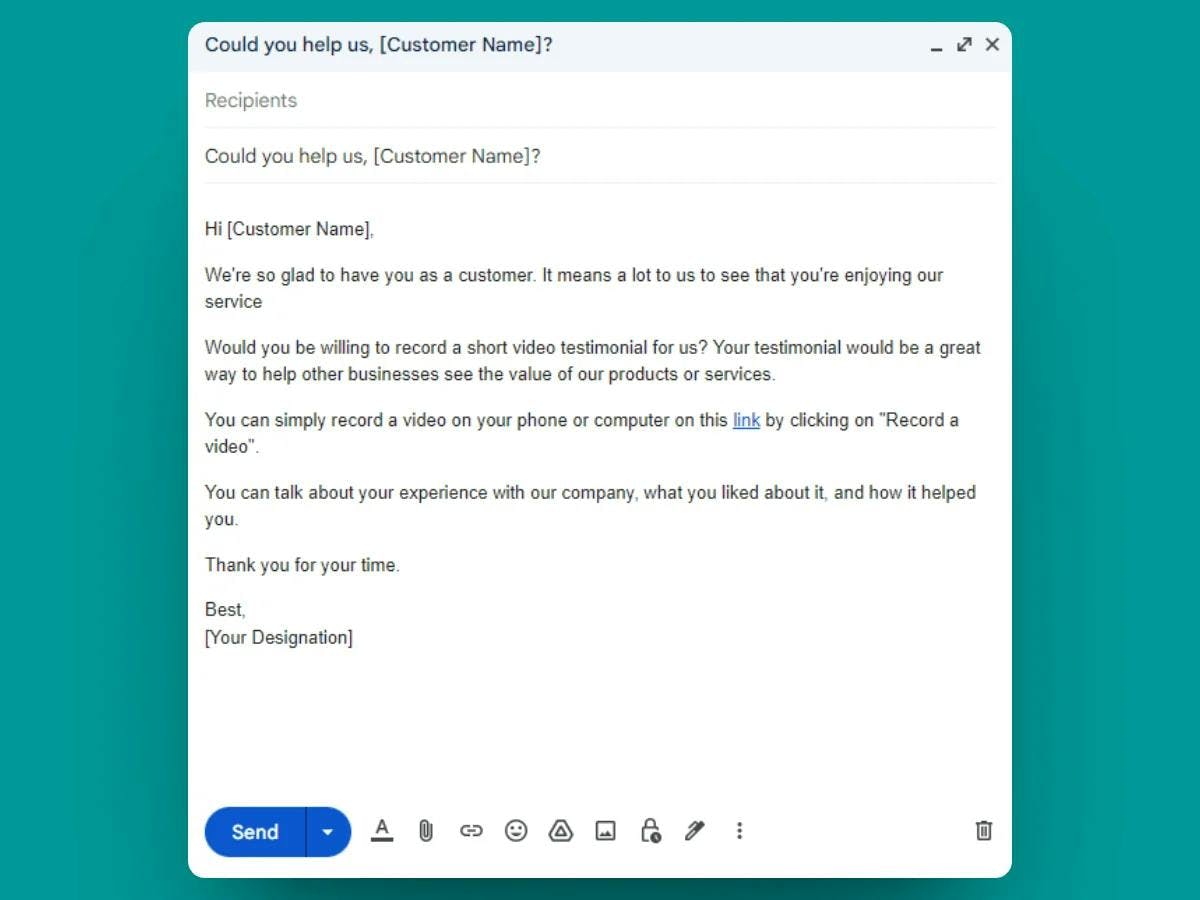 Video Testimonial Request Email Template