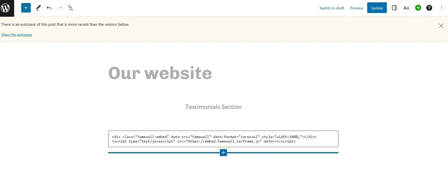Place custom HTML