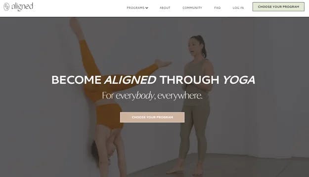 Aligned Yoga Landing Page