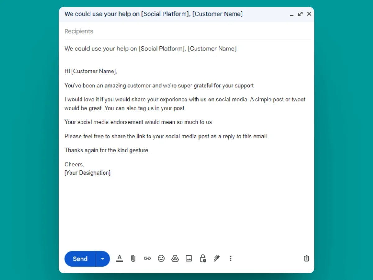 The Social Media Testimonial Request Email Template