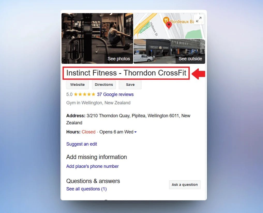 Instinct Fitness's Google Business