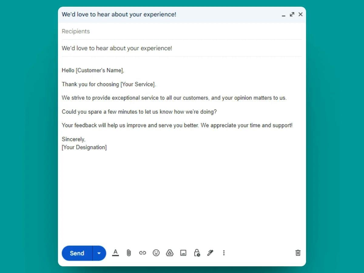 The Service Feedback Ask Email Template