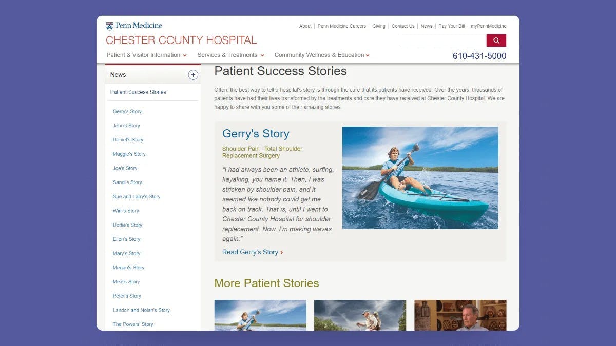 Chester County Hospital's Patient Testimonials