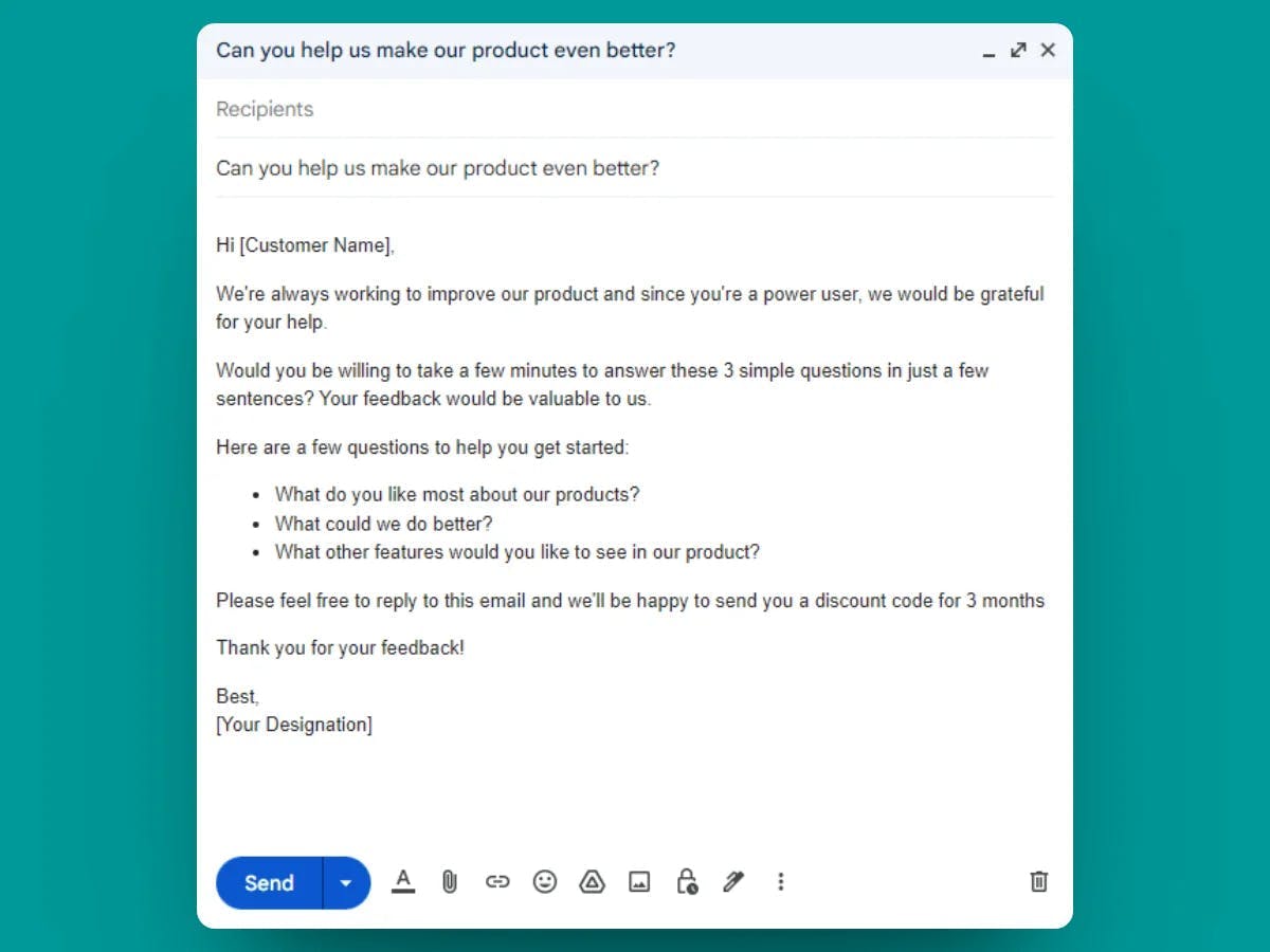 Product Focused Request Email Template