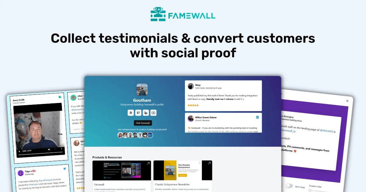 Famewall - Collect testimonials for FREE