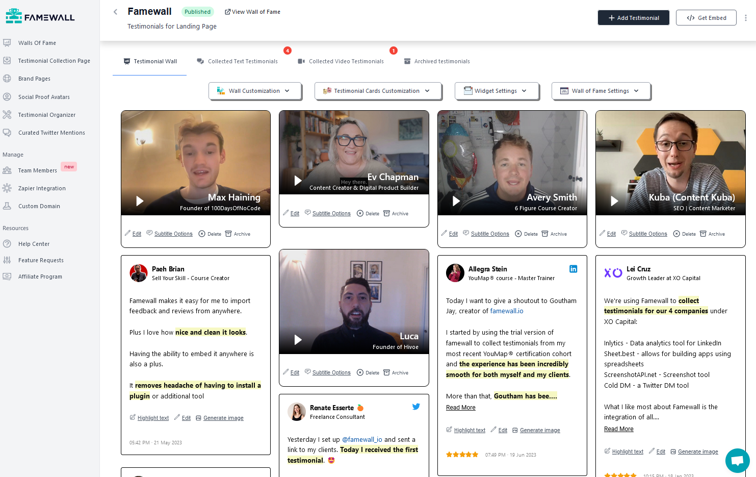 Support for Video Testimonials